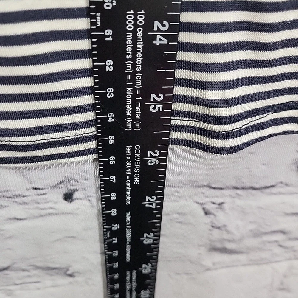 New LOFT Top Womens Sz M Black White Striped 3/4 Sleeve Rayon Stretch NWT - Picture 7 of 8